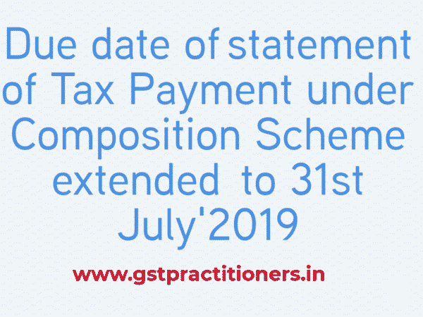 due date for furnishing the statement of Tax Payment under Composition Scheme extended