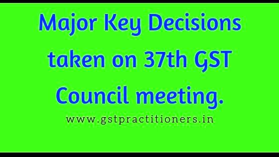 Key Decision Taken on the 37th GST Council meeting