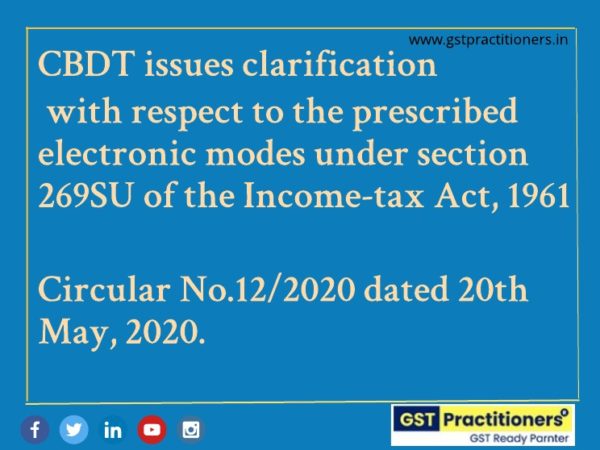 CBDT issues clarification to exempt the B2b business from applicablility of Section 269SU [Read Circular]