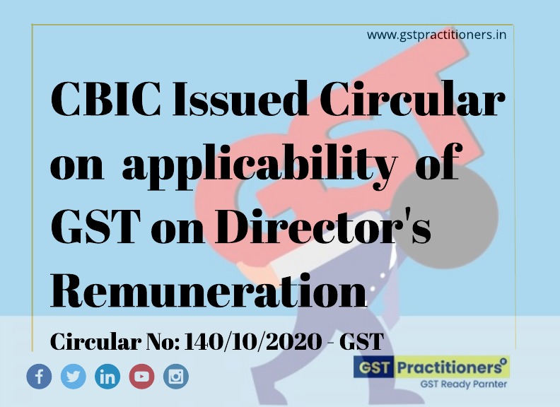 CBIC issued Clarification in respect of levy of GST on Director’s remuneration – Reg.