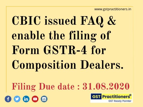 FAQ ON GSTR-4 ANNUAL RETURN BY COMPOSITION DEALER ON GST PORTAL [DUE DATE 31.08.2020]