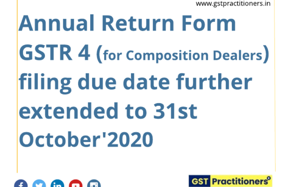 GSTR-4 Annual Return filing due date further extended to 31st October’2020