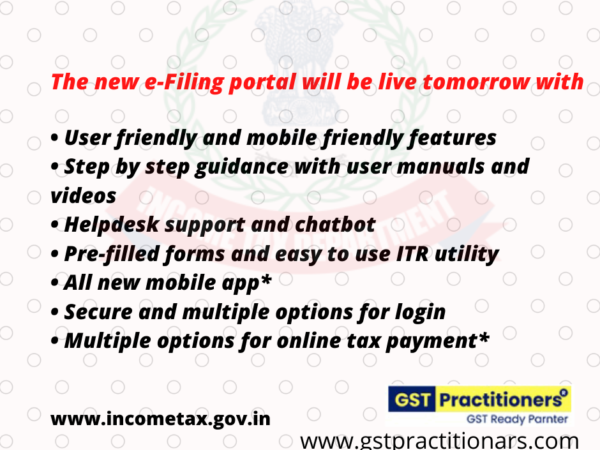 Several New Features Introduced in e-filing portal of the income tax department to be launced on 7th june’2021