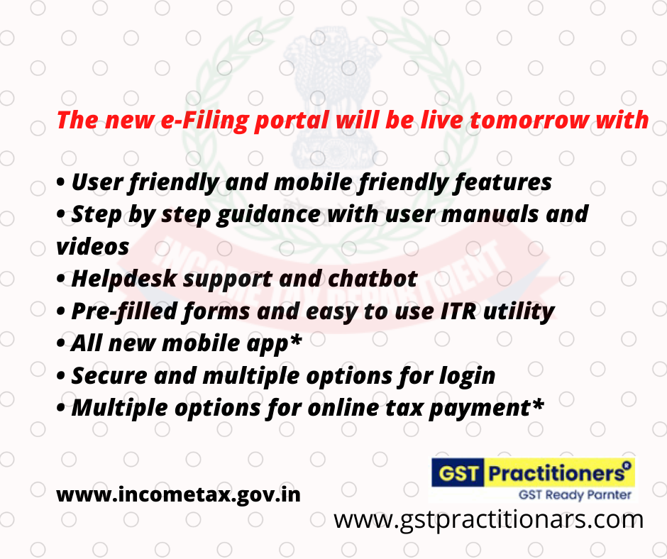Several New Features Introduced in e-filing portal of the income tax department to be launced on 7th june’2021